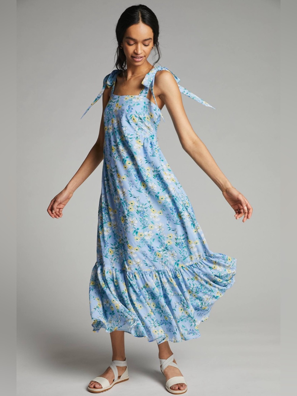 🛍️SALE🛍️ YUMI KIM Iliana Light Blue Floral Tie-Shoulder Maxi Dress